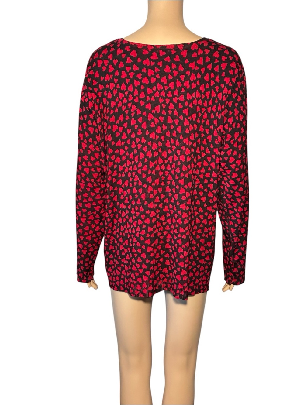 Belldini Women's Cardigan Size 1X Heart Knit Sweater Button Front Long Sleeve - Picture 2 of 7